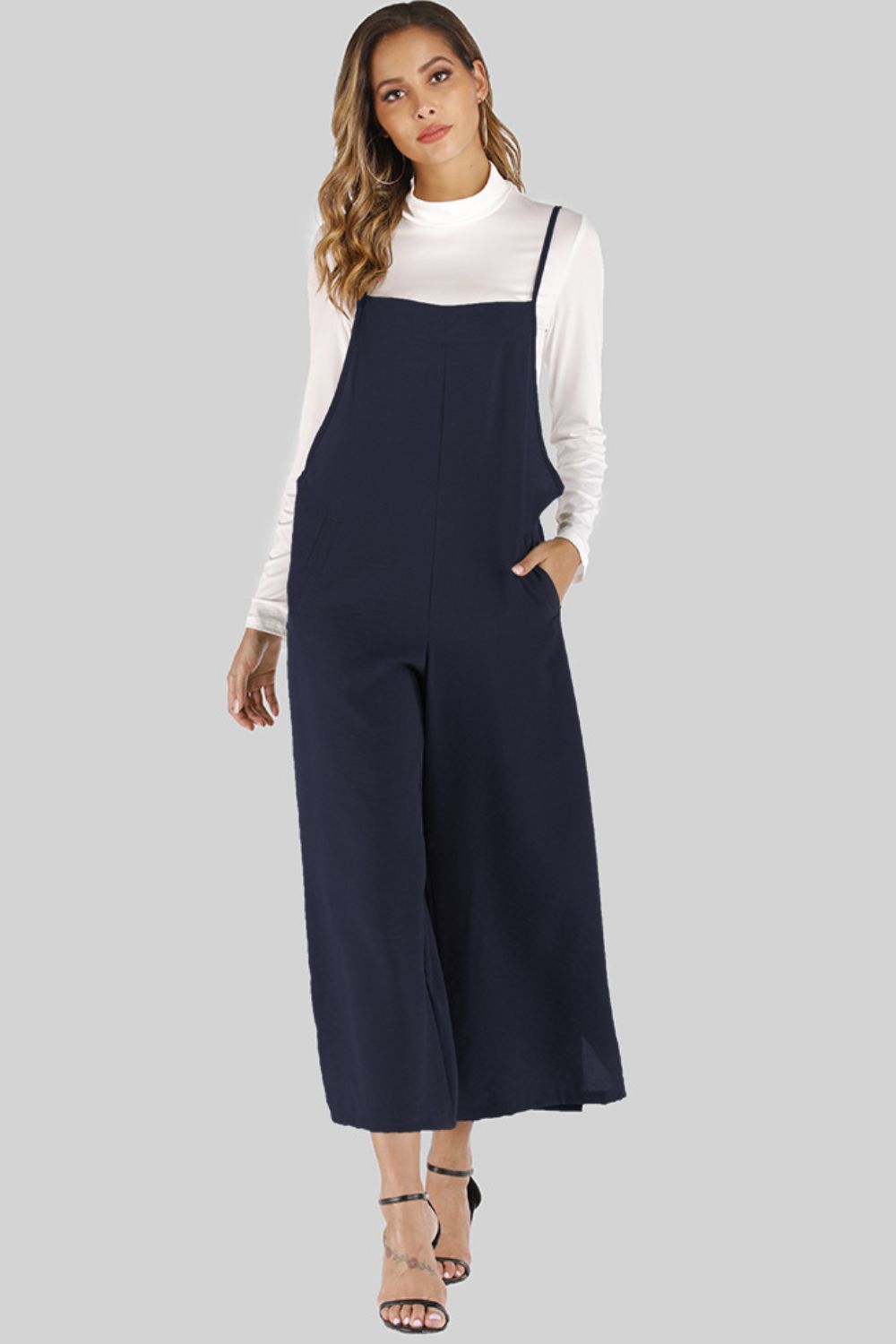 Full Size Cropped Wide Leg Overalls with Pockets