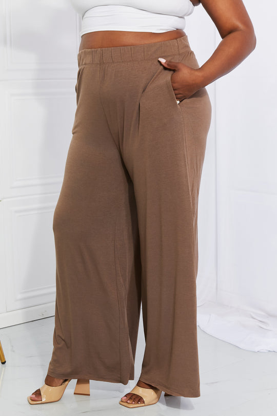 Zenana Coffee On My Mind Wide Leg Pants with Pockets