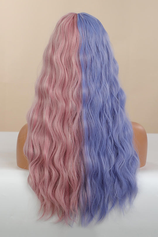 13*1" Full-Machine Wigs Synthetic Long Wave 26" in Blue/Pink Split Dye