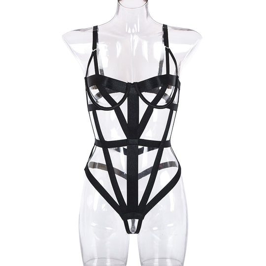 European And American Complicated Craftsmanship Cross-over Sexy Lingerie Bodysuit