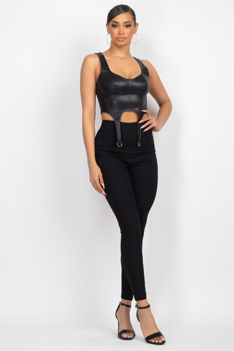 D-ring Sweetheart Bustier Leather Top