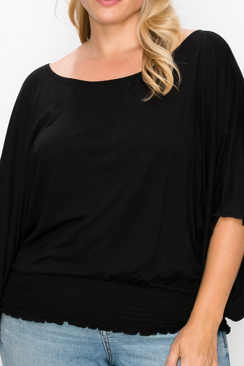 Solid Top Featuring Flattering Wide Sleeves