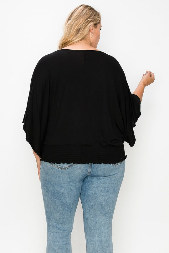 Solid Top Featuring Flattering Wide Sleeves