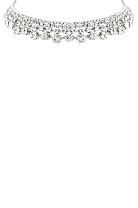 Rhinestone 4 Line Gradual Choker