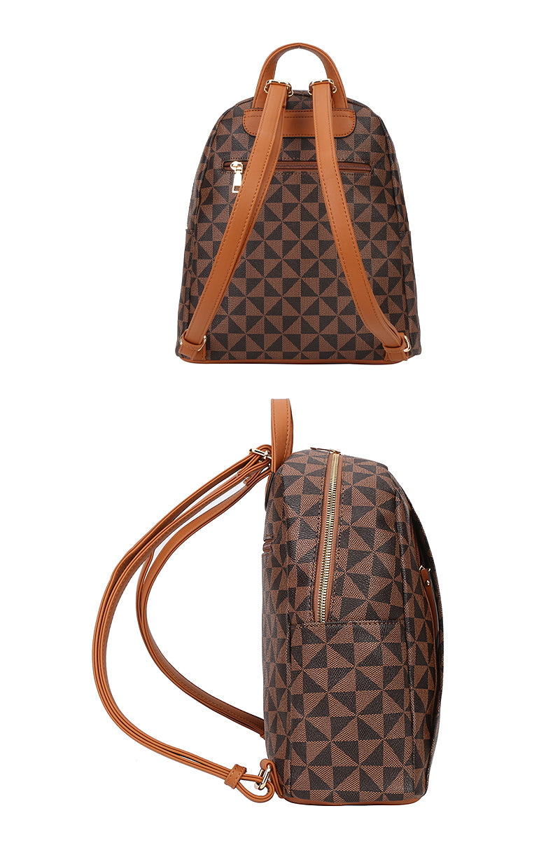 Curved Monogram Zipper Backpack