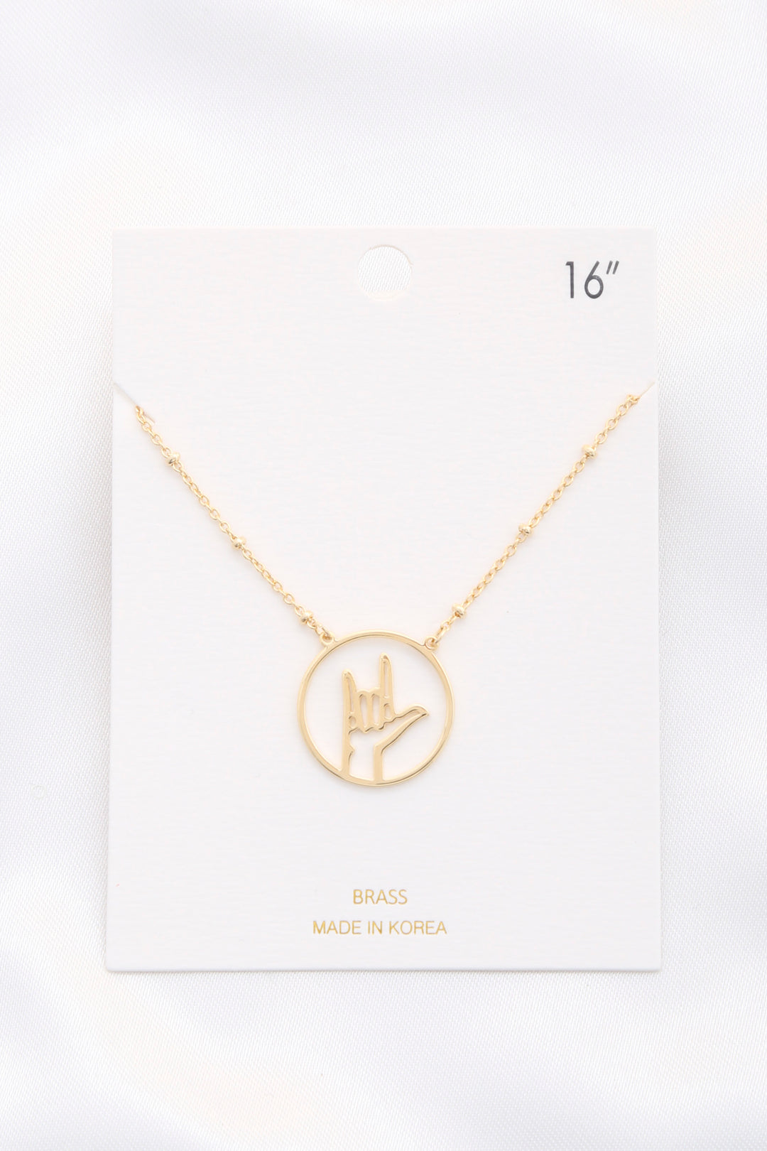 Open Peace Hand Sign Necklace