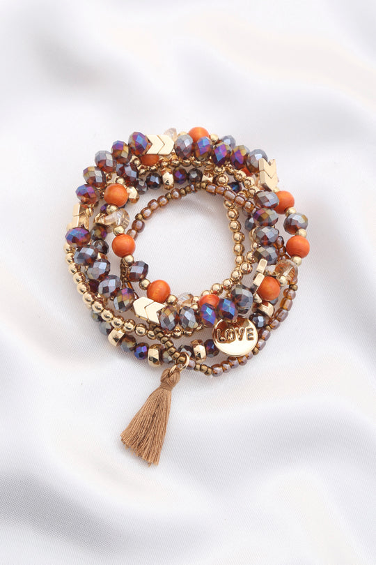 Love Coin Tassel Beaded Bracelet