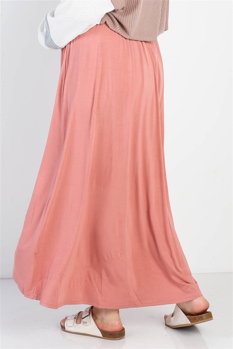 Plus Blush Smocked Waist Maxi Skirt