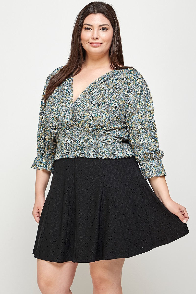 Plus Size, Knit Eyelet A-line Skirt