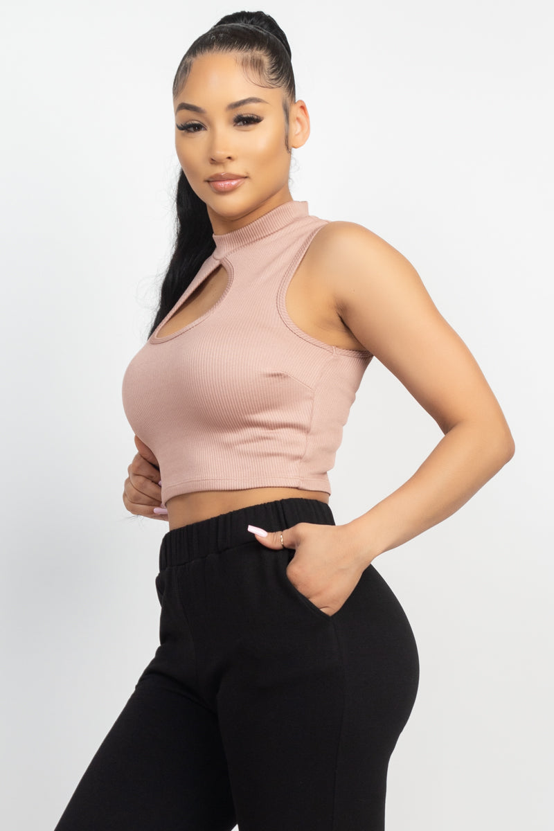 Mock Keyhole-front Crop Top