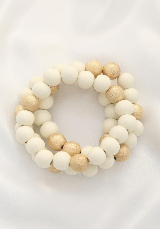 Metal Wood Bead Bracelet