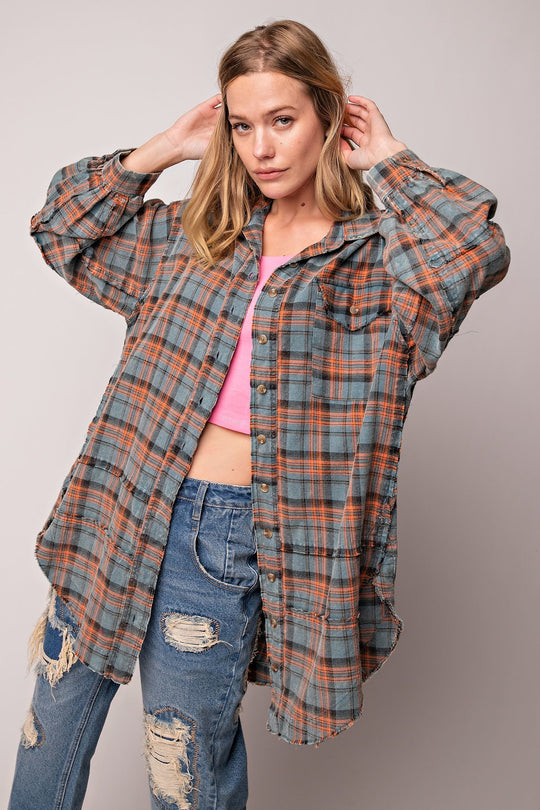 Mineral Washed Plaid Shirt