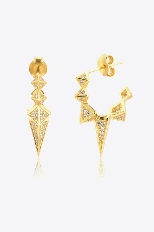 Geometric Zircon Decor 925 Sterling Silver Earrings